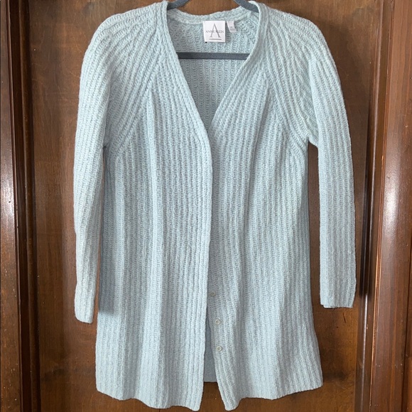 Anne Klein Sweaters - Anne Klein Soft Blue Ribbed Cardigan